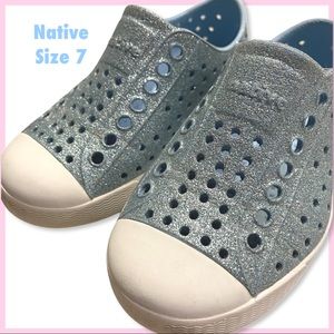 Native Sz 7 Toddler Sparkle Blue Shoes Excellent Shape